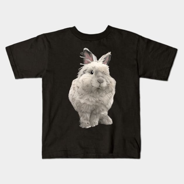 White Lion Head Rabbit _ Bunniesmee Kids T-Shirt by GambarGrace